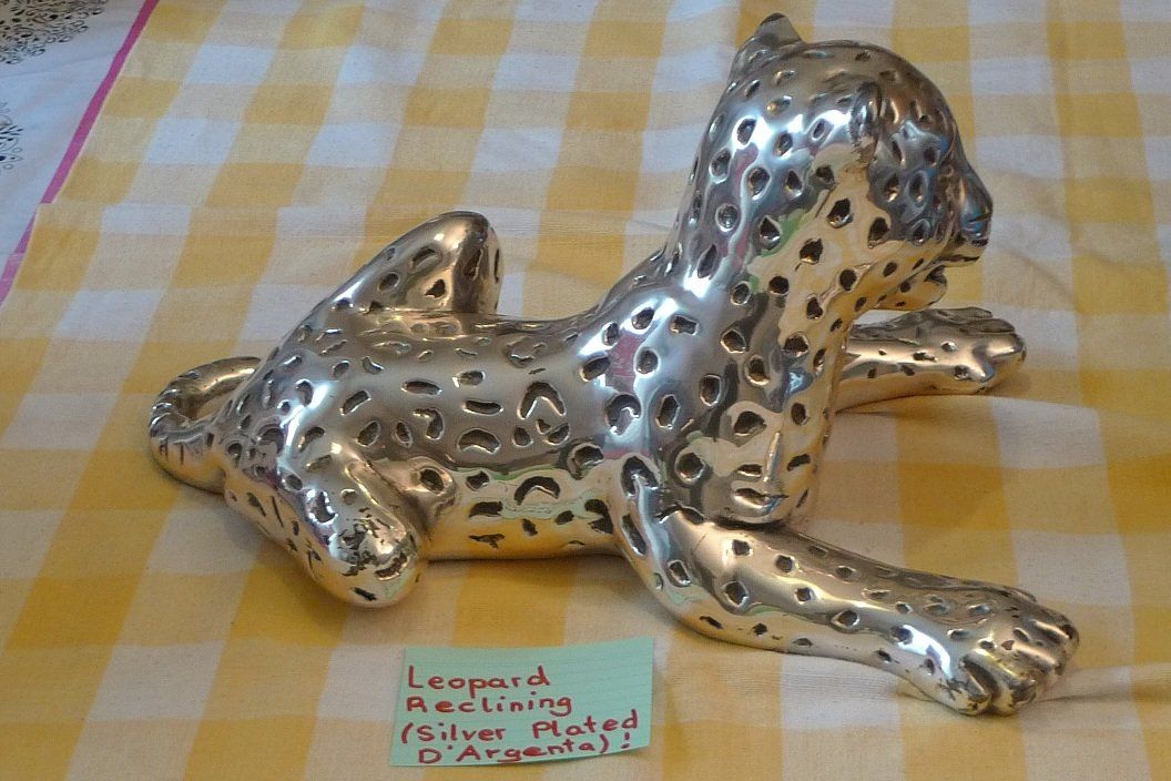 Statuette: Leopard Reclining (Silver Plated D`Argenta – Usato da Bern venduto da bn1640 4