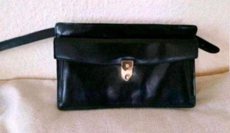 Bally Herren Tasche Retro Leder unbenutzt schwarz