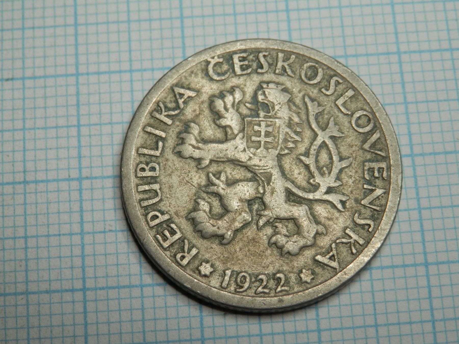 Alle Münzen: Tschechoslowakei 1 Krone, 1922 – Gebraucht aus Weiach von weiach81