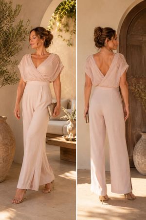 Eleganter Chiffon-Jumpsuit in Blush-Rosé