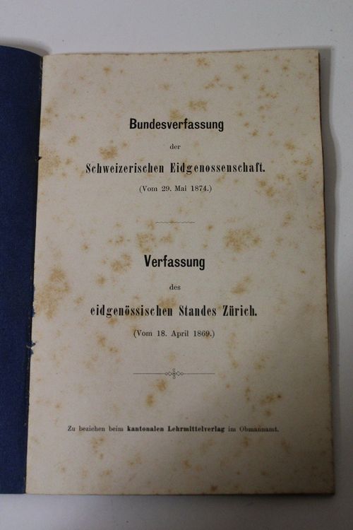 Bundesverfassung von 1874 eidg. Standes Zürich Kaufen auf Ricardo