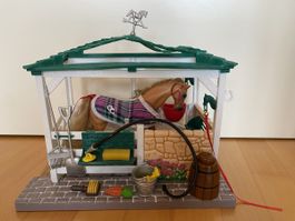 Pferdestall mit Pferd und Zubehör