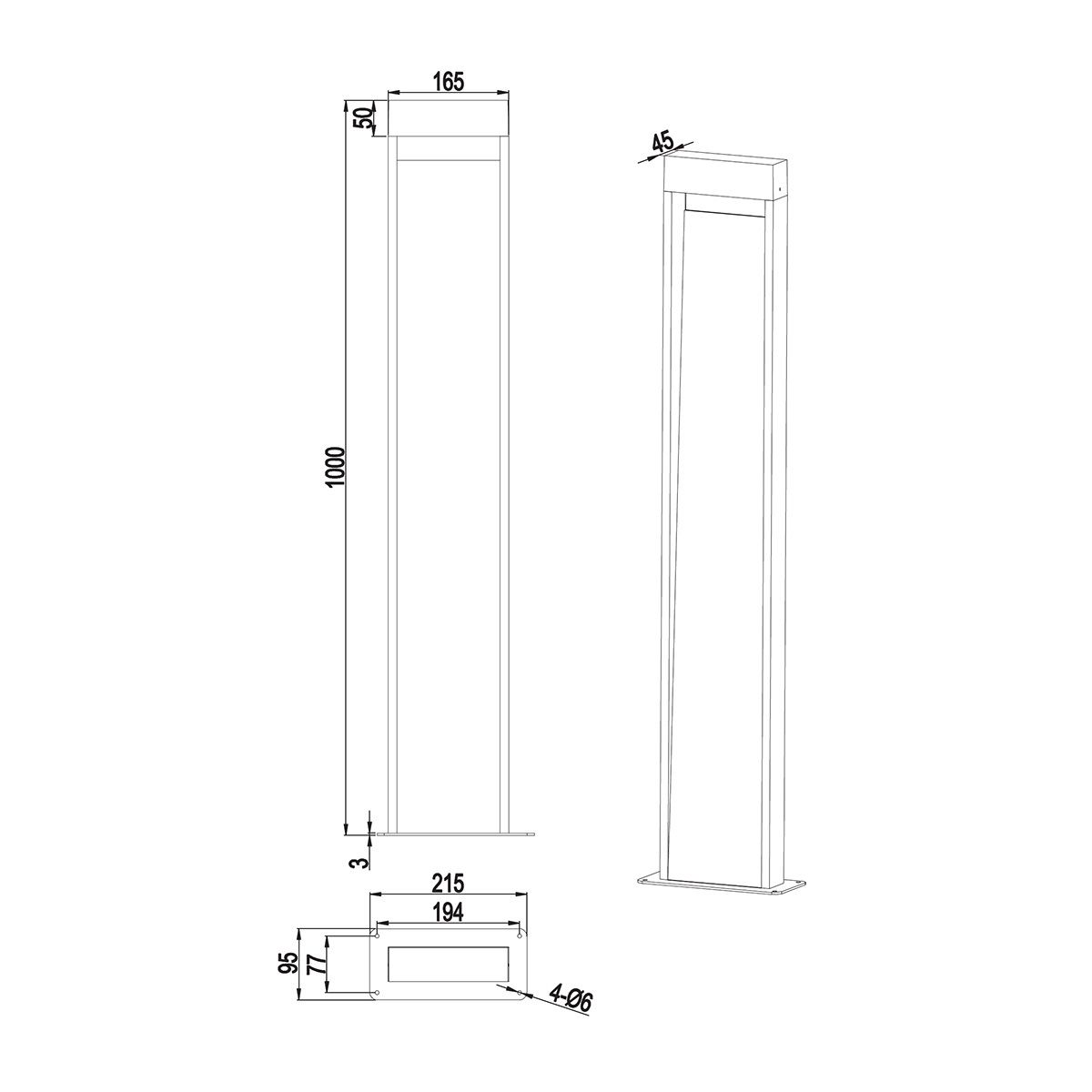 Lampade: LED Aussen Stehleuchte, 100 cm Höhe – Nuovo (secondo la descrizione) da Kreuzlingen venduto da Smart-Light 3