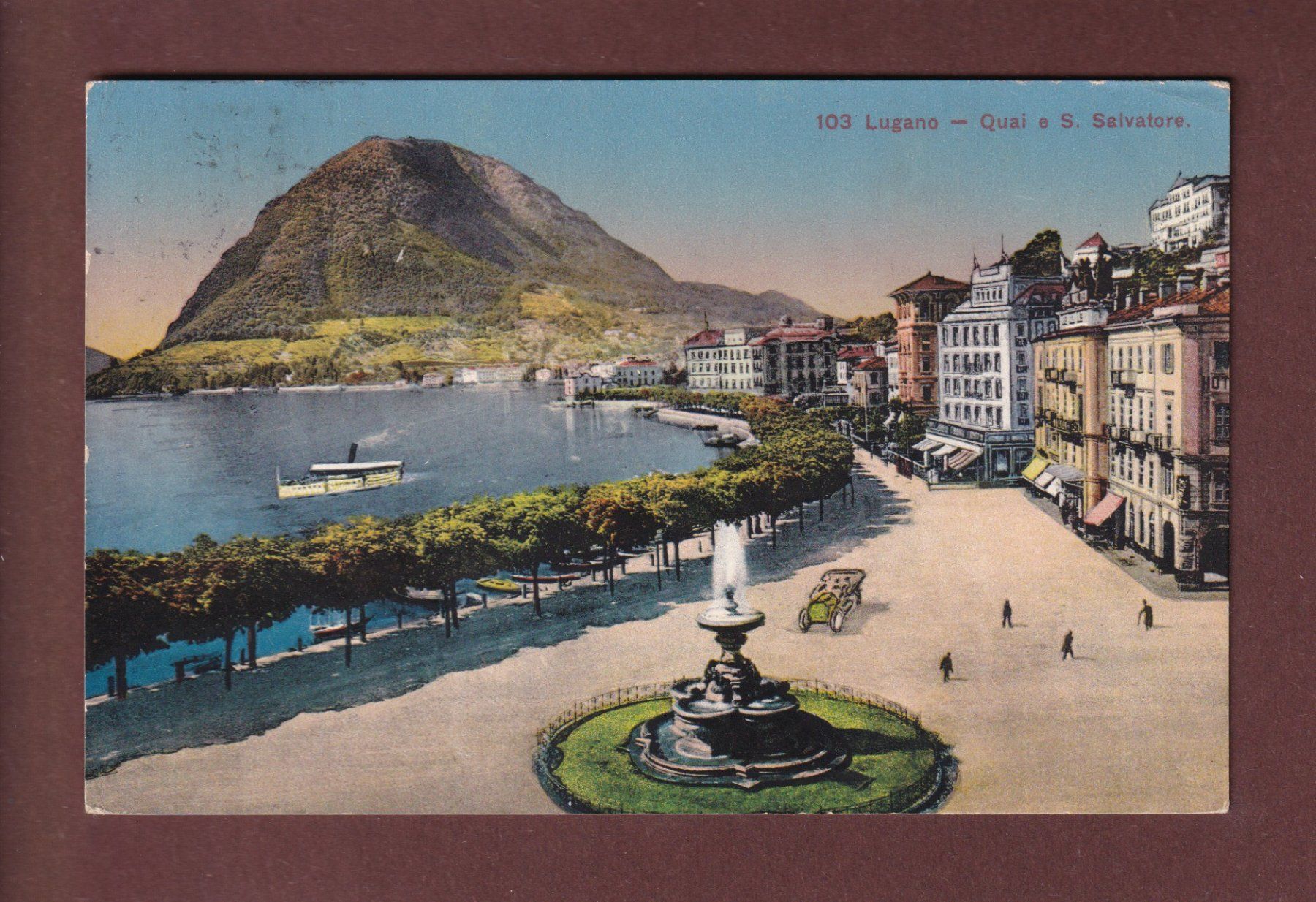 Cartoline postali: LUGANO - Quai e San Salvatore - 1913 – Usato da Pully venduto da nicecards
