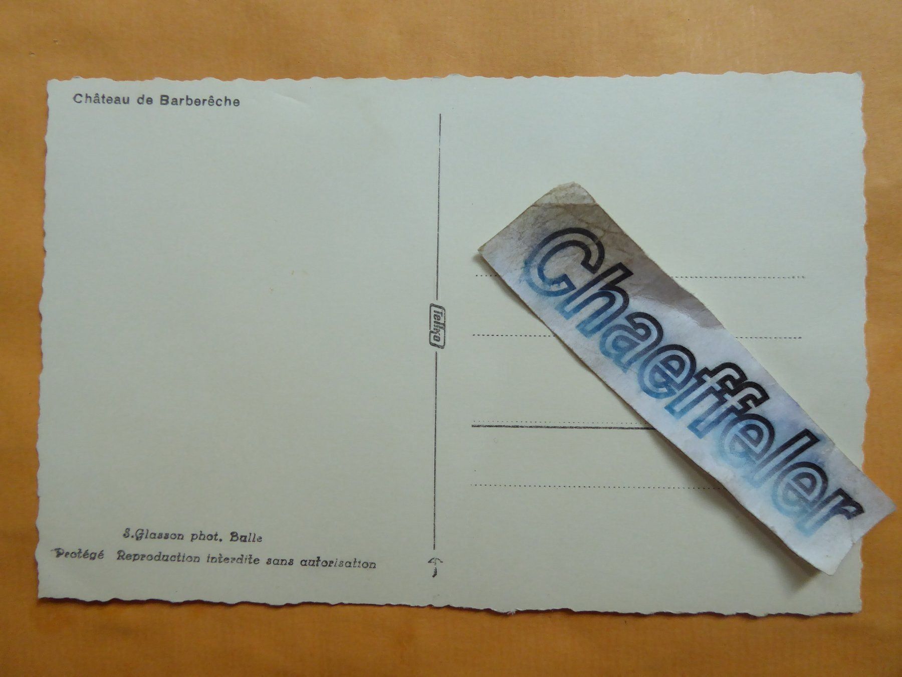 Cartoline postali: Chateau de Barberéche – Usato da Zürich venduto da Chaeffeler 1