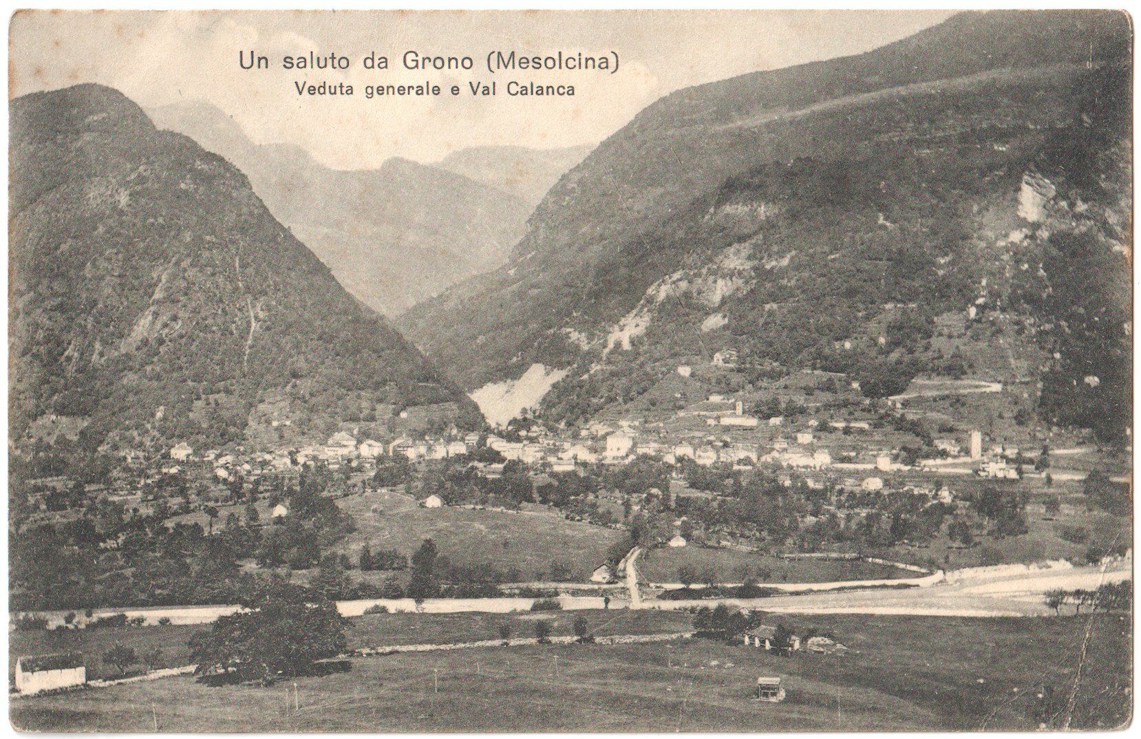 Ansichtskarten: un saluto da GRONO ~1915 – Gebraucht aus Engelburg von Swisscards 1