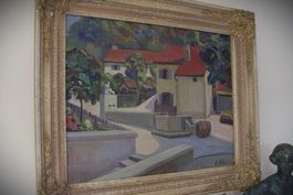 Ölgemälde "Sommertag im Tessin" von E. Hilser, gerahmt