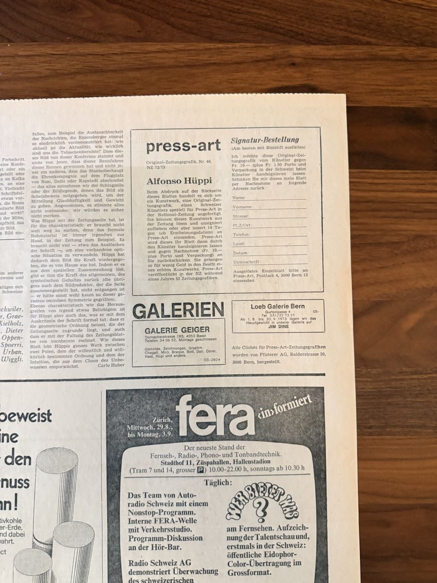 Grafica & Litografie: Alfonso Hüppi - Offsetdruck handsigniert – Usato da Solothurn venduto da NUVICO 4