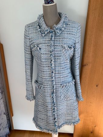Helline eleganter Boucle blau/weiss Mantel Blautöne Gr 36