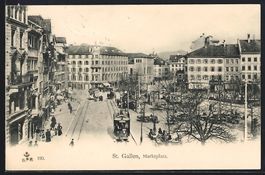 St. Gallen, Strassenbahn auf dem Marktpl
