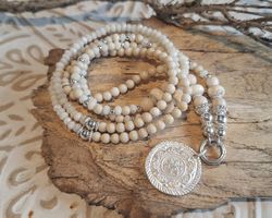 SHILA -  Edelsteinkette - Silber - écru