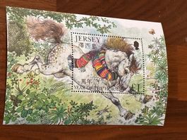 Jersey-Briefmarke Jahr des Pferdes 1990er