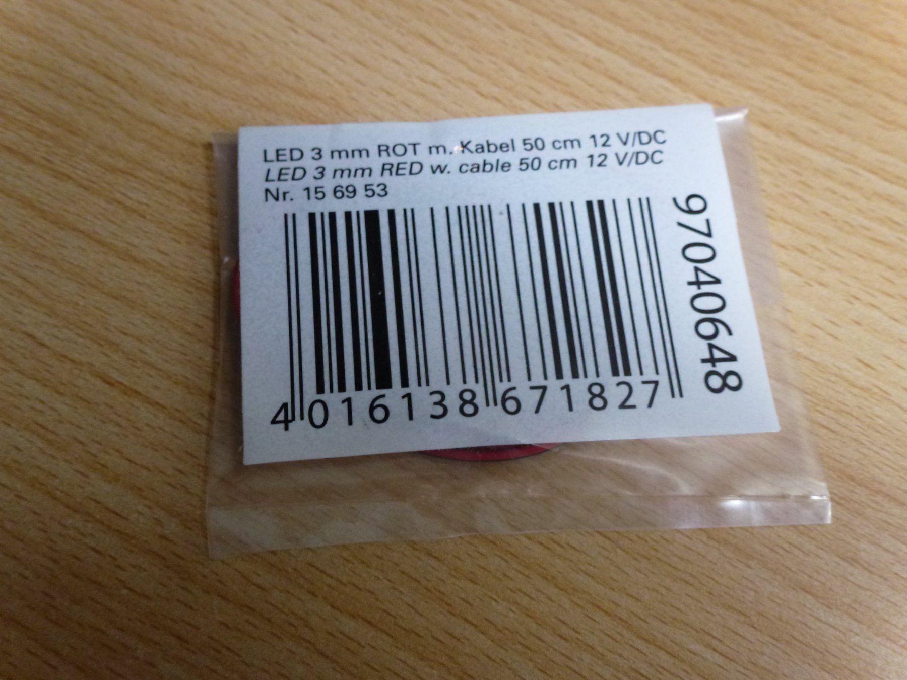 Componenti elettronici: 3St. LED 3mm rot mit Kabel 50cm 12VDC – Nuovo e nell'imballaggio originale da Hombrechtikon venduto da Se9 4