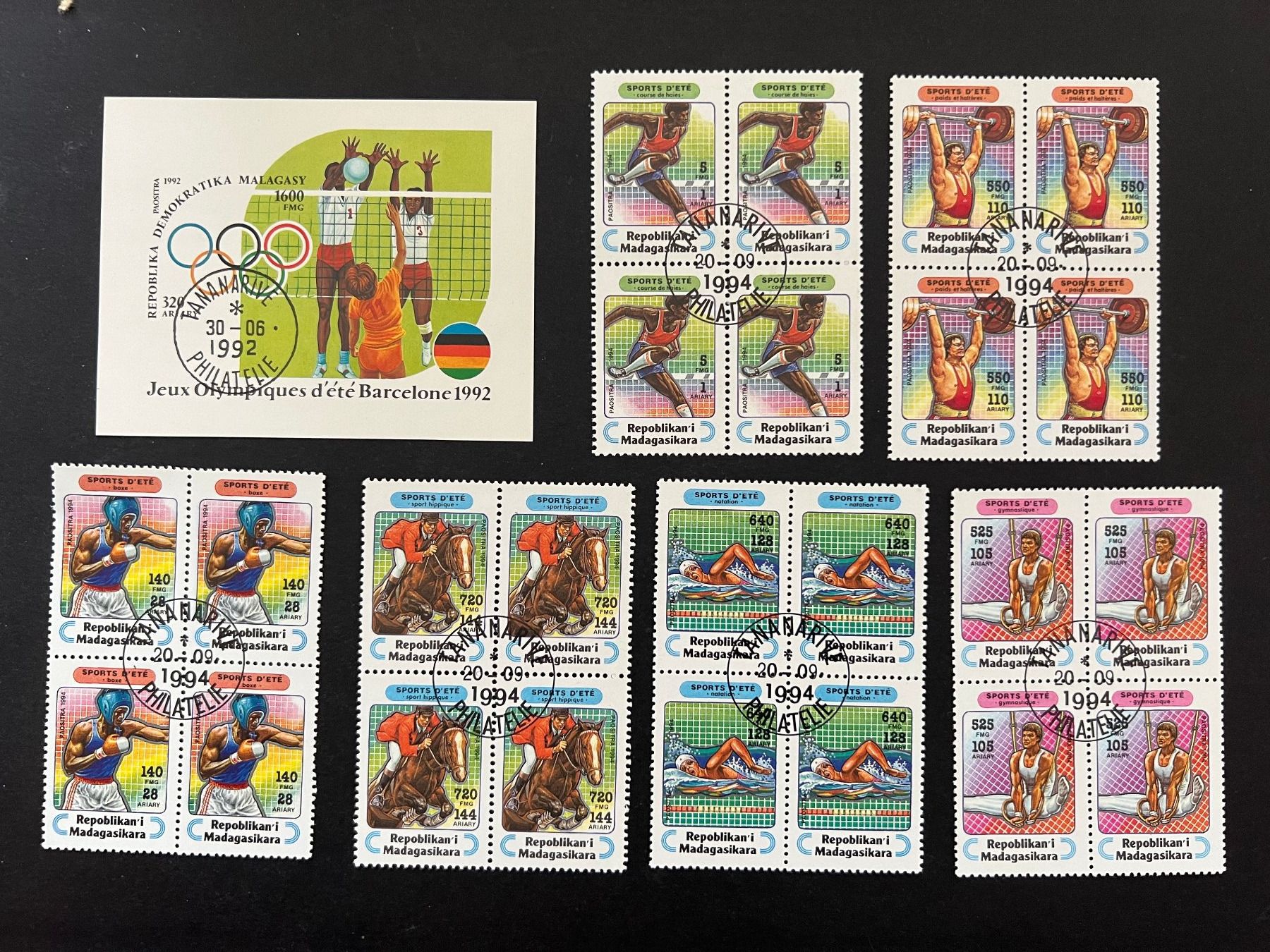 Tutti i francobolli: Madagaskar Viererblock Sport 1994  (C580) – Usato da Hinwil venduto da Sidi4