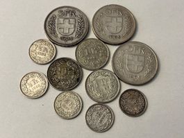 Schweiz 5 Franken, 1 Franken , 50 Rappen Silber
