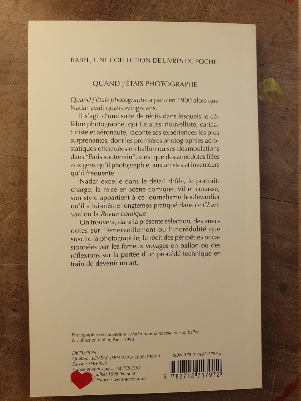 Bücher: Quand Jetais Photographe - Nadar – Gebraucht aus Zürich von loosebone 4