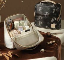Kosmetiktasche Le-Tuo Travel schwarz mit Bambusmuster