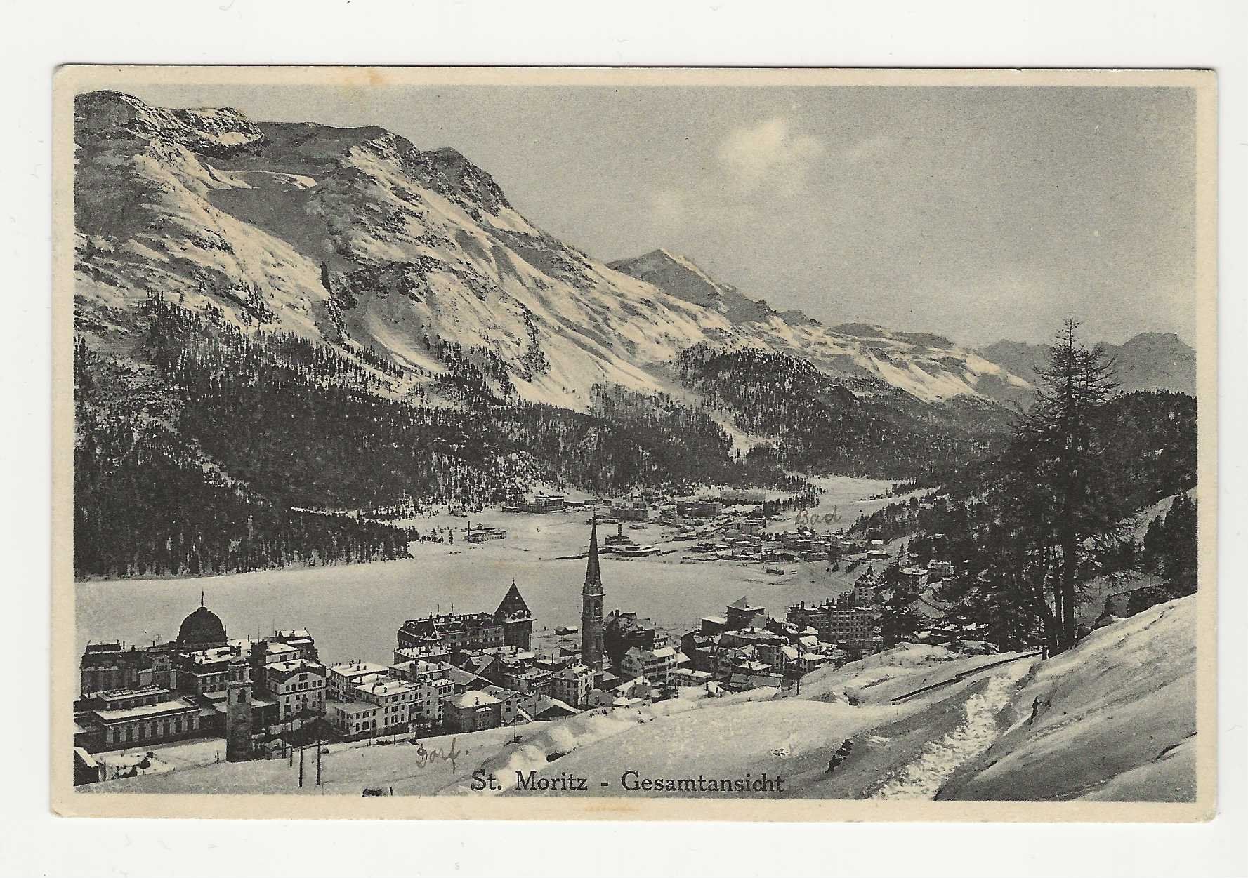 Cartoline postali: St. Moritz  -  Gesamtansicht   1917 – Usato da Küttigen venduto da rolypo