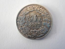 50 Rp. 1908 silber ss+ - vorz  ungereinigt