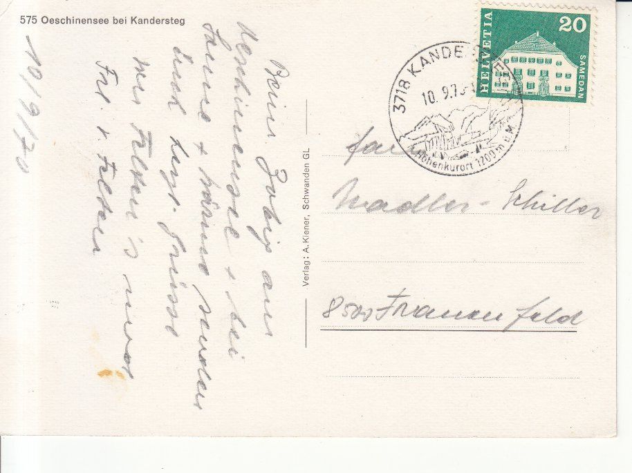 Cartoline postali: Oeschinensee 1970 – Usato da Bürglen TG venduto da StampGraf 1