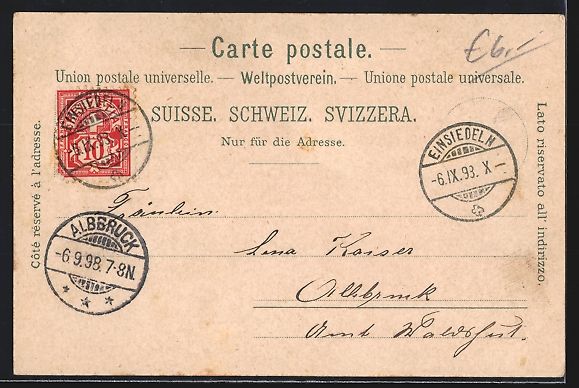 Cartoline postali: Litho Einsiedeln, Kloster, Panorama mit  – Usato da Berlin venduto da bartko-reher 1