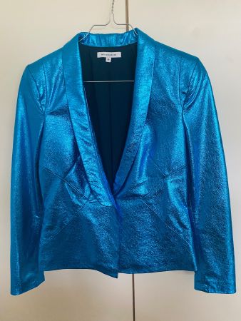 Lederblazer Faith Connexion 34/36 blau glänzend NEU