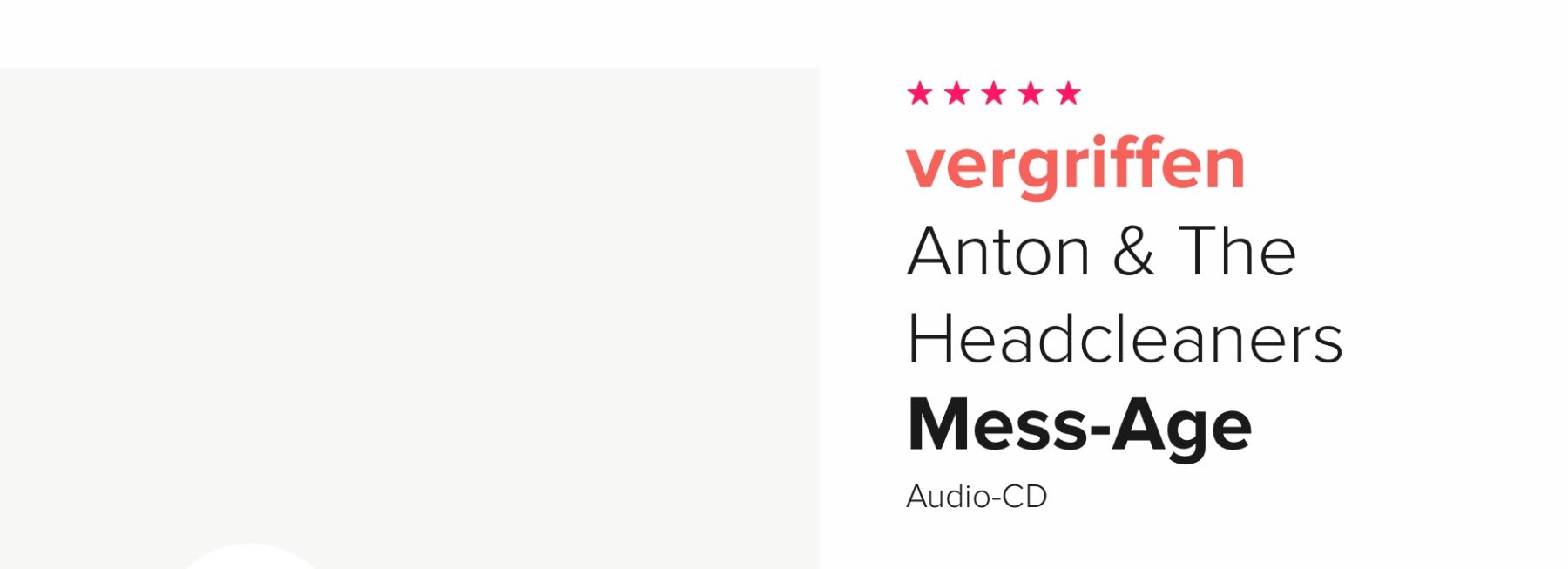 CD: CD Anton And The Headcleaners "Mess-Age" – Usato da Morschach venduto da burgo007 4