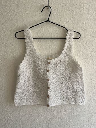 Top d'été Lilla Lals crocheté blanc, taille S