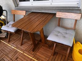 Balkonset Holz Tisch mit 2 Stühlen