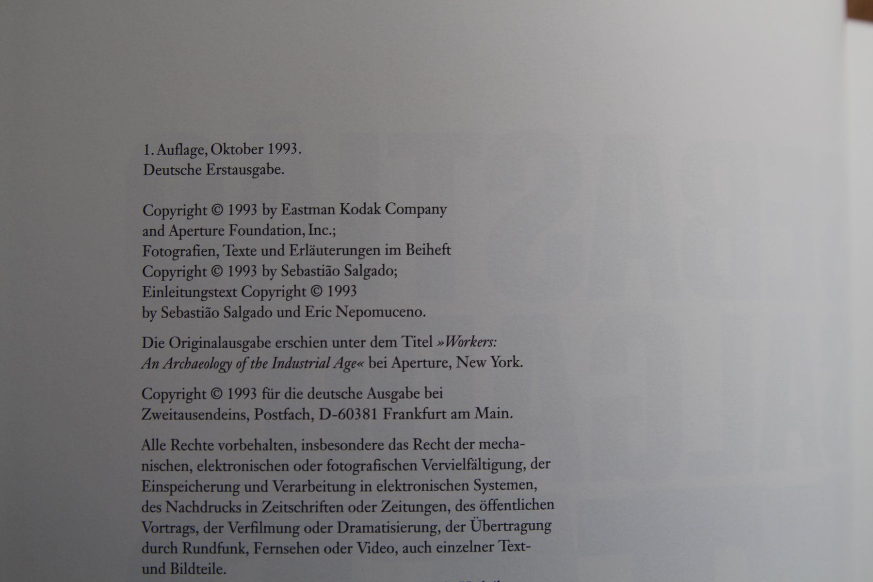 Bücher: Salgado, Sebastiao: Arbeiter – Neu und originalverpackt aus Schachen b.Herisau von Amduat 1