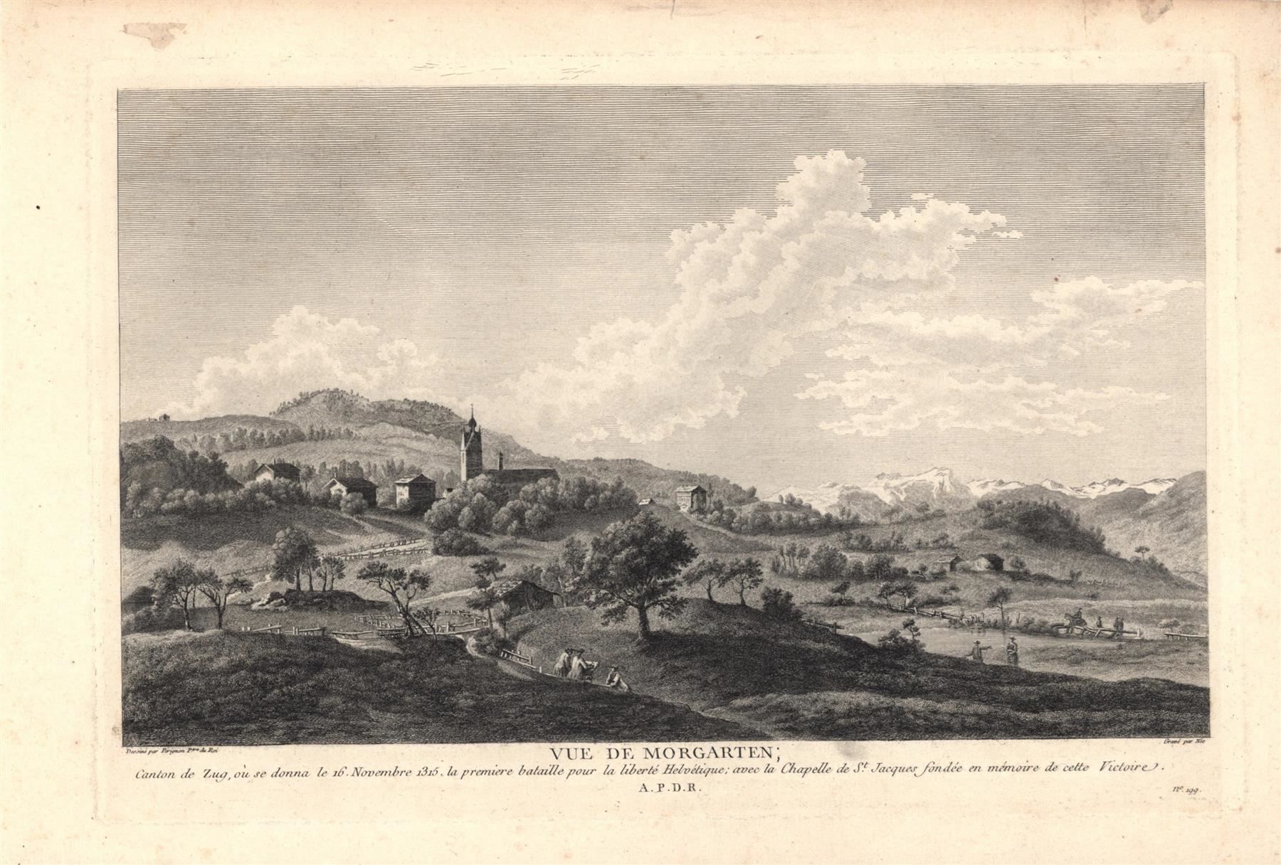 Incisioni: Morgarten Originalkupferstich 1780 – Usato da Rafz venduto da Helvet32