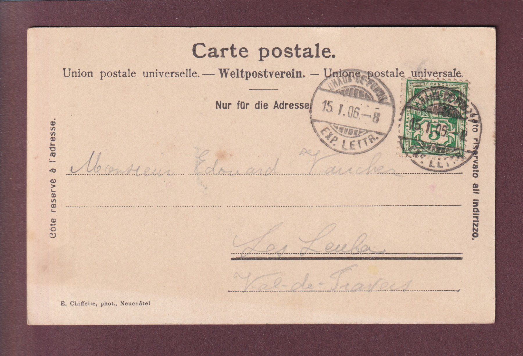 Cartoline postali: NEUCHÂTEL - Tombeau des comtes - 1906 – Usato da Pully venduto da nicecards 1