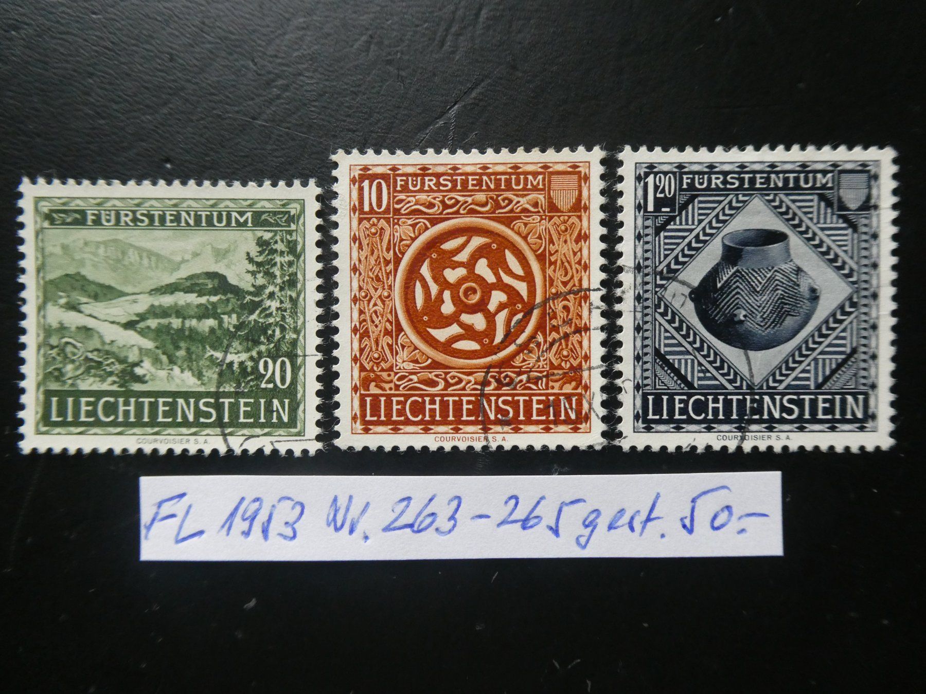 Tutti i francobolli: FL 1953 Nr. 263-265 gestempelt – Usato da Lausen venduto da Herbamare01