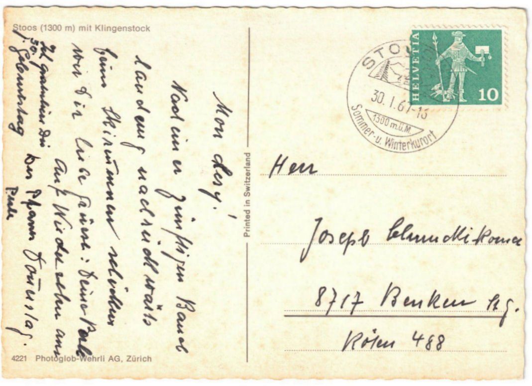 Cartoline postali: Stoos - Skilift Klingenstock – Usato da Binningen venduto da Mountainrider 1