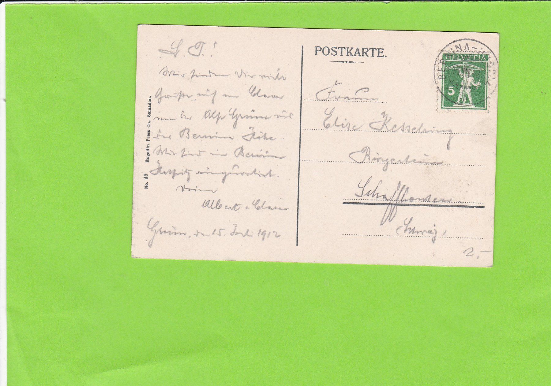 Cartoline postali: Piz Bernina – Usato da St. Peterzell venduto da neckertal 1