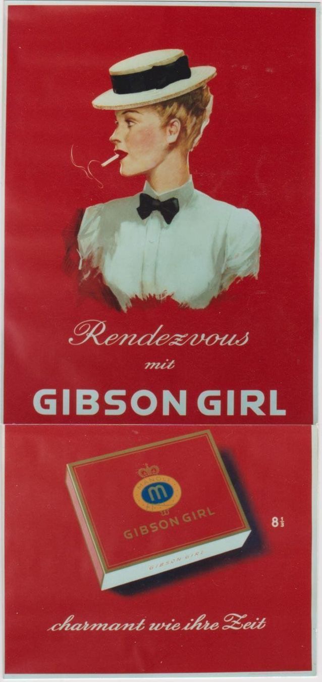 Foto & Immagini: GIBSON GIRL CIGARETTES c.1940 Original Plakat – Usato da Blonay venduto da postercollection 1