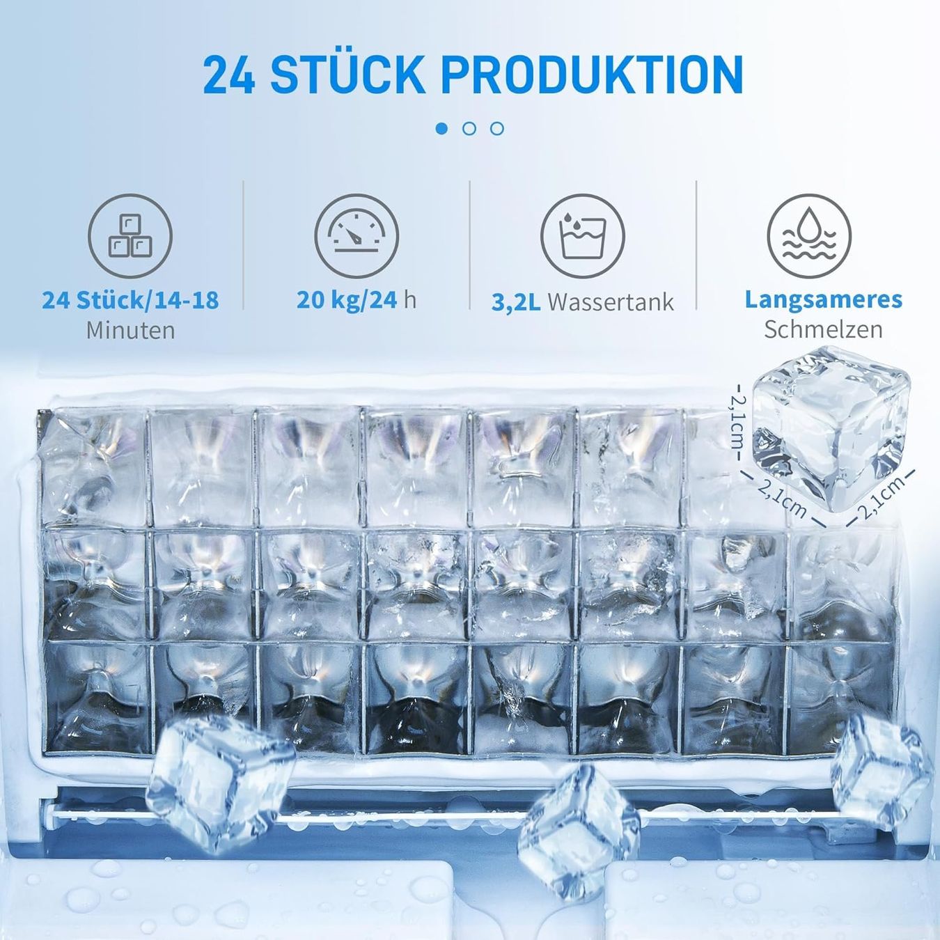 Elettrodomestici da cucina: HOMCOM Eiswürfelmaschine 20kg/24h Silber – Nuovo e nell'imballaggio originale da Bottighofen venduto da zaap 2