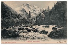 Lütschine mit Jungfrau, Lichtbild, gelaufen 1903