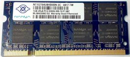 Nanya NT1GT64U8HB0BN-3C Laptop Memory 1GB DDR2 667MHz SODIMM