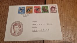 1955 FDC Pro Juventute mit Flaggenstempel