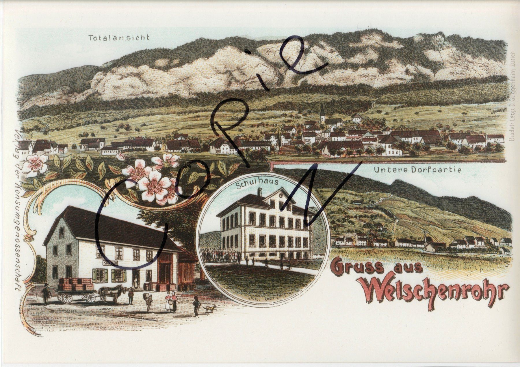 Cartoline postali: Gruss aus Welschenrohr - (Litho-Ansicht um 1900) – Usato da Fällanden venduto da Blausegelfliege