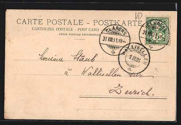 Cartoline postali: AK Clarens, Chateau du Chatelard, 1901 – Usato da Berlin venduto da bartko-reher 1