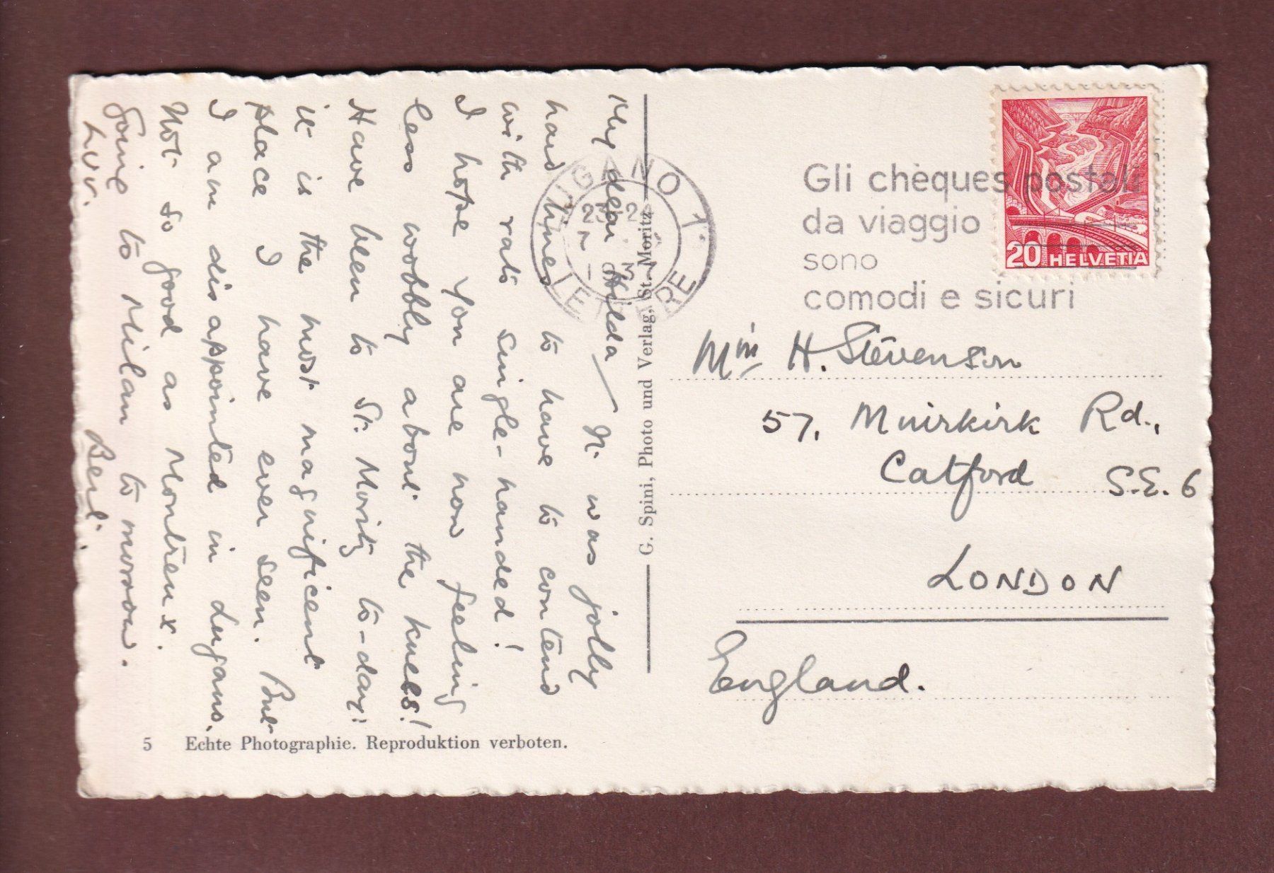 Cartes postales: ST. MORITZ-BAD und DORF - 1937 – D'occasion à Pully par nicecards-shop 1