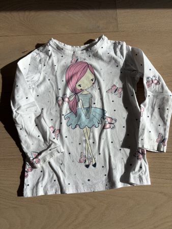 Langarmshirt Mädchen weiss Gr. 110 Schmetterlinge
