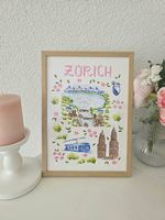 Handgezeichnete Zürich-Illustration als Fine Art Print | A5