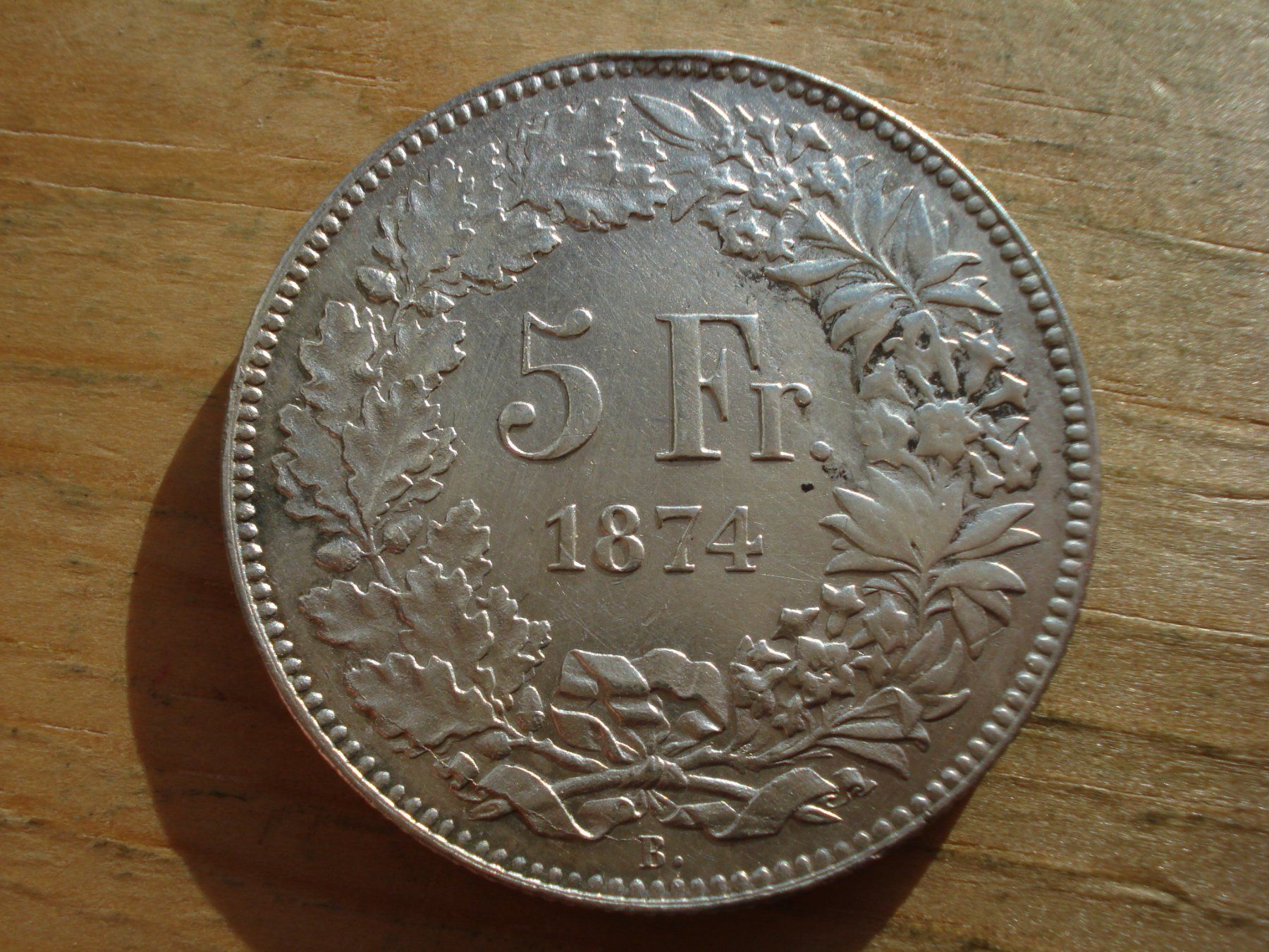 Alle Münzen: (S) 5 Franken 1874 B. VZ- – Gebraucht aus Erlach von Net-Coins