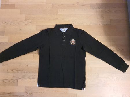 Tommy Hilfiger Long Sleeve Black Polo Shirt, Size Large mens