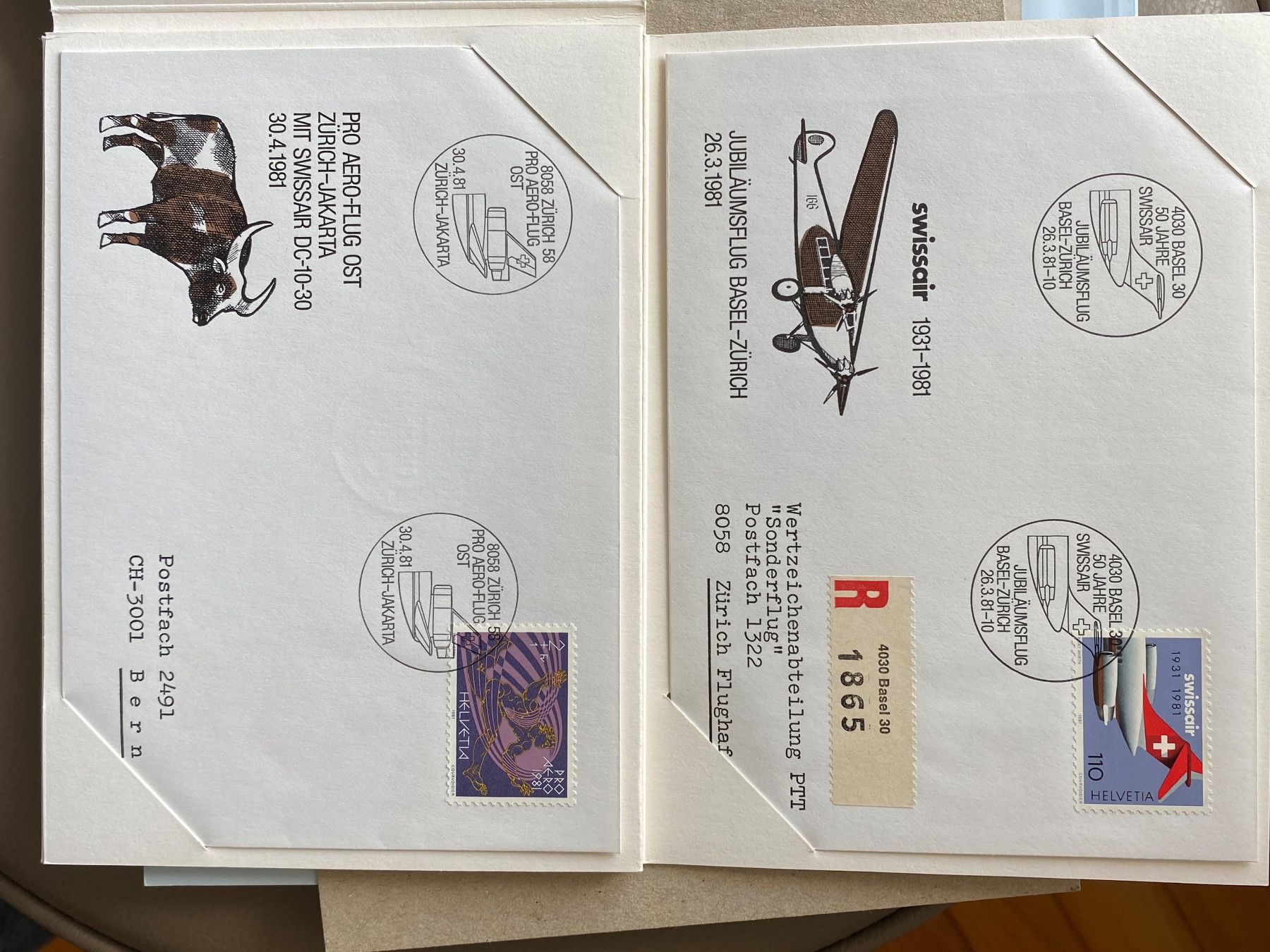 Alle Briefmarken: 1981 Jubiläumsflug – Gebraucht aus Aarau von hilde47 1