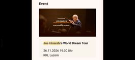 2 Tickets KKL Joe Hisaishi World Dream Tour