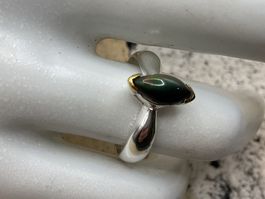 Aparter Silberring mit schwarzem Opal, Gr. 54.5